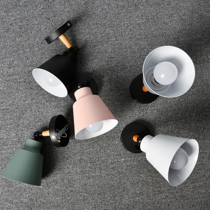 Nordique en bois massif chambre applique moderne minimaliste Macaron mur LED lampe créative salon co