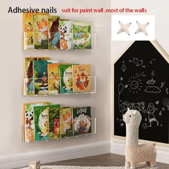 Présentoir de livres d'images en acrylique mur pour enfants minimaliste moderne pour rangement de livres albums photos magazines occassions spéciales chambre enfant salon bureau