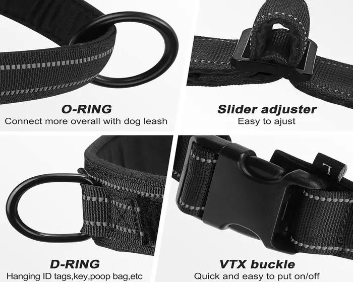 Harnais tactique anti-traction pour chien de grande race : Gilet robuste avec bande réfléchissante