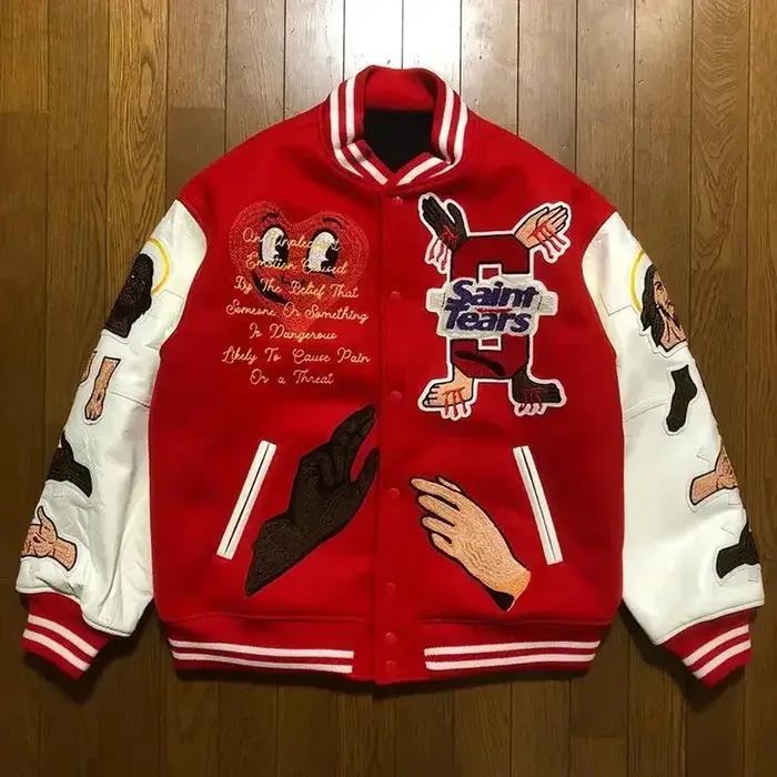 Uniforme de Baseball rouge brodé avec lettres de dessin animé