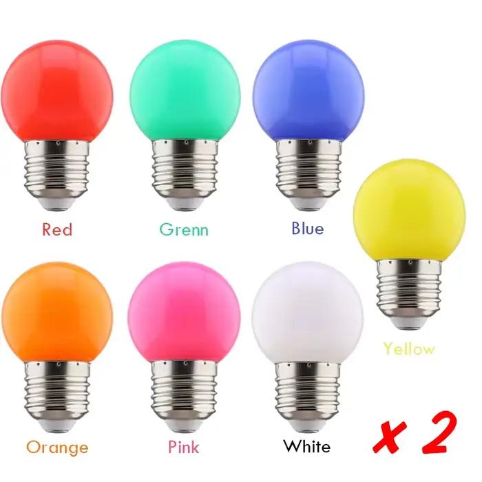 2 pièces ampoule LED colorée G45 E27 220V lampe à LED rouge jaune bleu vert rose Orange blanc noël m