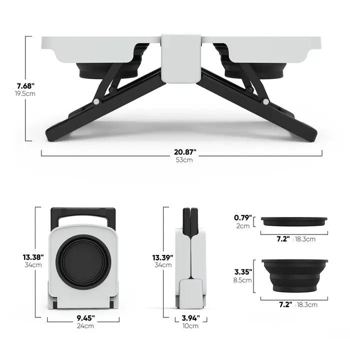 Support surélevé pour gamelles de chien gris pliable en silicone pour chiens voyage occassions spéciales