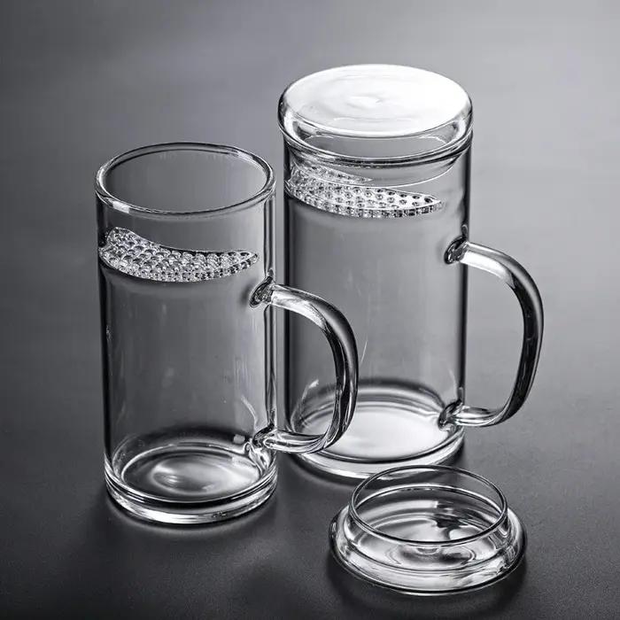 Tasse à thé vert en verre résistant à la chaleur avec filtre en croissant, tasse à thé domestique, f