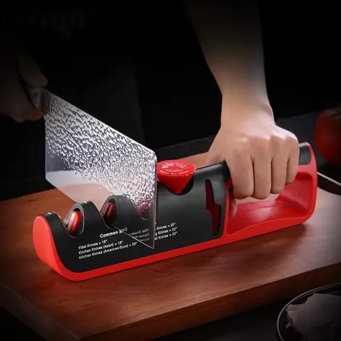 Affûteur de couteaux 4-en-1 réglable en carbure de tungstène pour tous types de couteaux et ciseaux, occasion quotidienne et cadeau pour cuisiniers passionnés