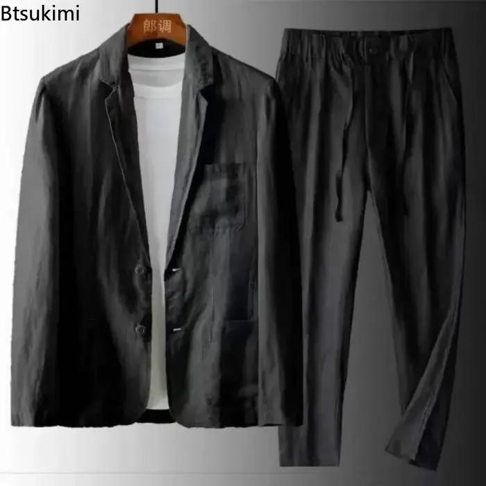 Ensemble décontracté homme printemps-été en coton et lin