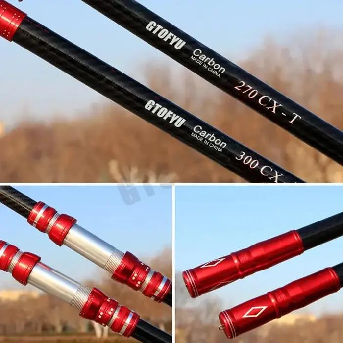 Canne à pêche télescopique à haute teneur en carbone de 2,7 m, 3 m, 3,6 m, 3,9 m, 4,2 m et 4,5 m, po