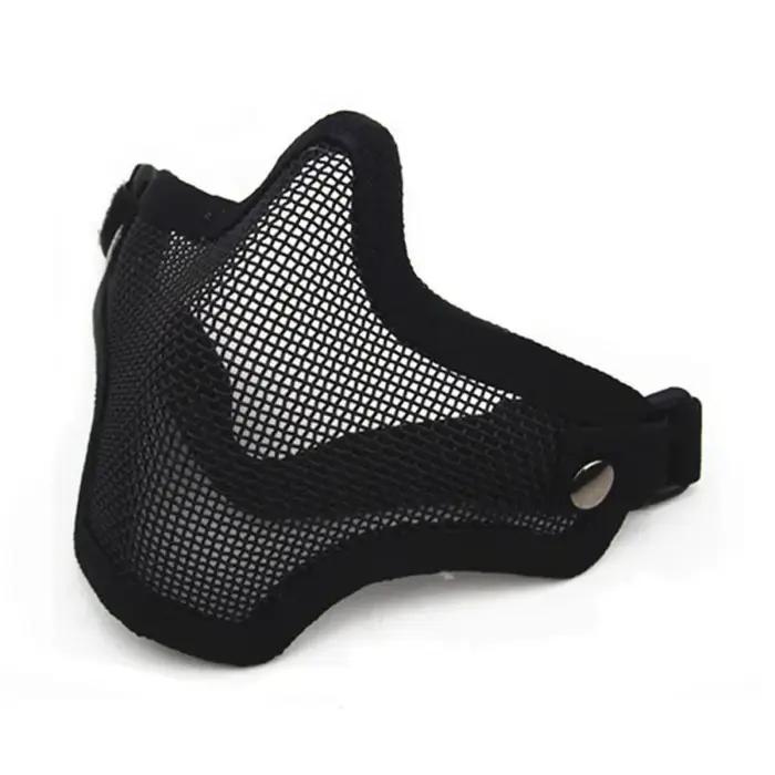 Masque facial tactique en maille d'acier pour paintball et airsoft - Protection camouflage chasse