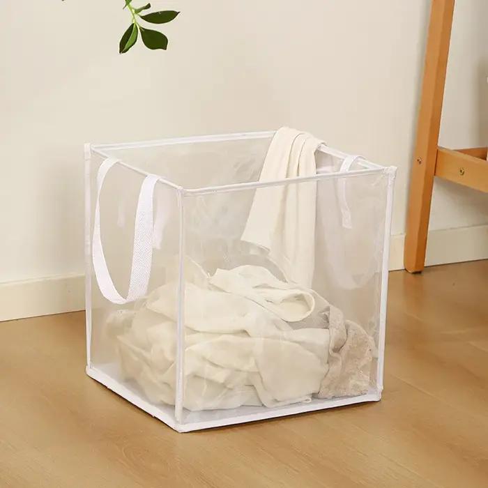 Panier à linge pliant, organisateur pour vêtements sales, salle de bain, sac de rangement en maille, panier de rangement pour vêtements ménagers