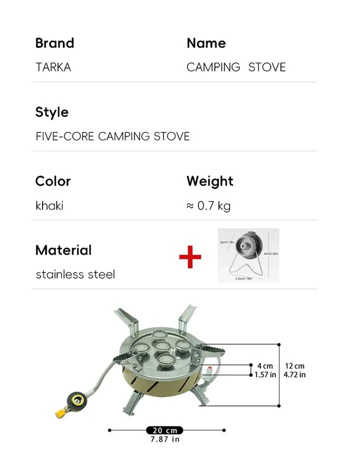 TARKA Camping 5 tête cuisinière à gaz 11800w haute puissance extérieur pliant brûleur à gaz four de feu pour pique-nique