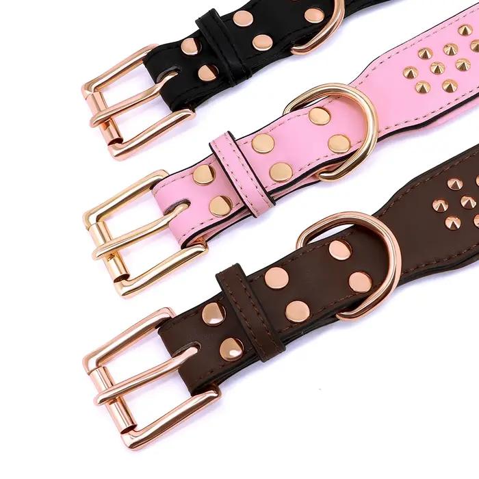 Collier en cuir clouté pour animaux de compagnie, réglable, durable, grand, moyen, grand, chiot, pitbull