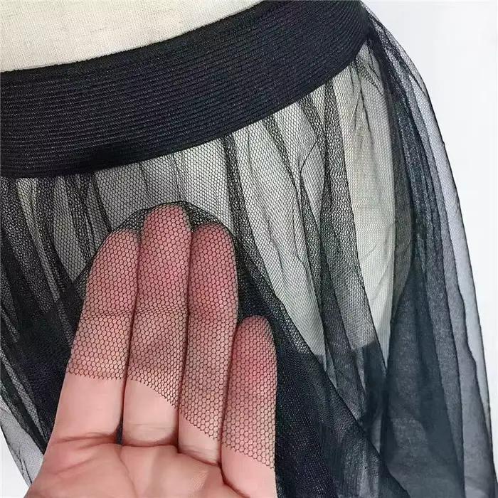 Noir blanc longue Tulle dentelle maille jupe femmes jupon sous-jupe été coréen irrégulière couvrir j