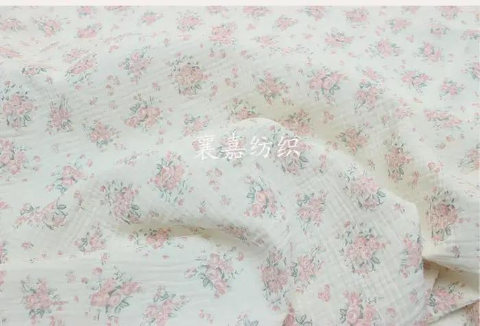 Tissu crêpe en coton pour bébé, Double gaze florale, 135x50cm, pour pyjama, vêtements pour enfants, tissu à coudre