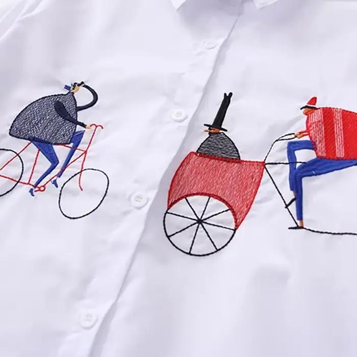 Chemise blanche en coton à manches longues pour femmes