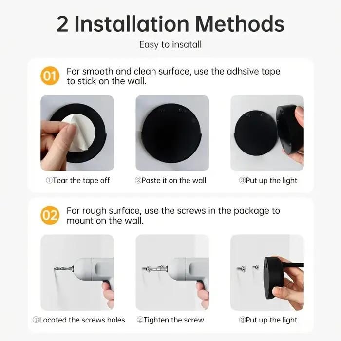 Lampe murale sans fil intelligente à détection humaine rechargeable par USB HPH, projecteur LED à in