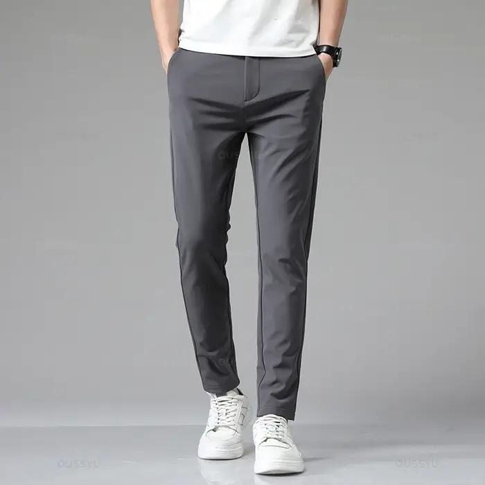 Pantalon homme automne hiver slim stretch élastique - Classique coréen business décontracté noir gris bleu