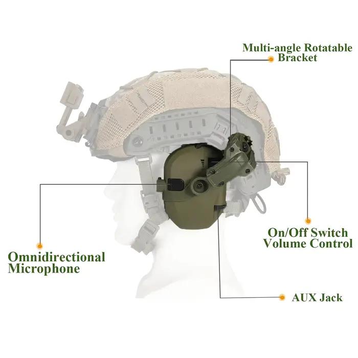 Cache-oreilles montés sur casque actif pour le tir, Protection auditive électronique, Protection auditive, réduction du bruit, casque d'écoute actif pour la chasse