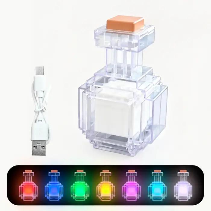 Veilleuse MC Game Night modele bouteille de medicament liquide peripherique Pixel Wind lumiere LED rechargeable pour decoration chambre age 3 6 ans 6 12 ans