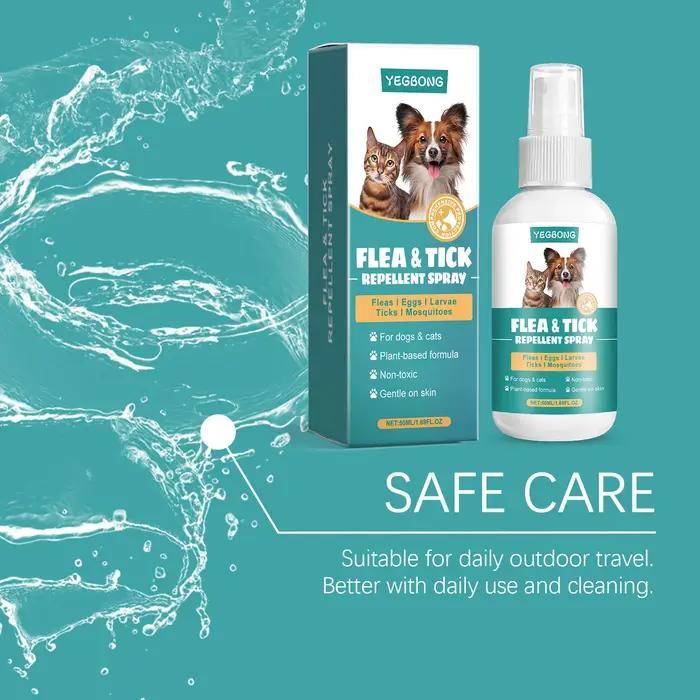YEGBONG 50ML Spray anti-puces pour animaux de compagnie pour chiens chats utilisation quotidienne sûre répulsif nettoyant Anti formule approuvée vétérinaire externe