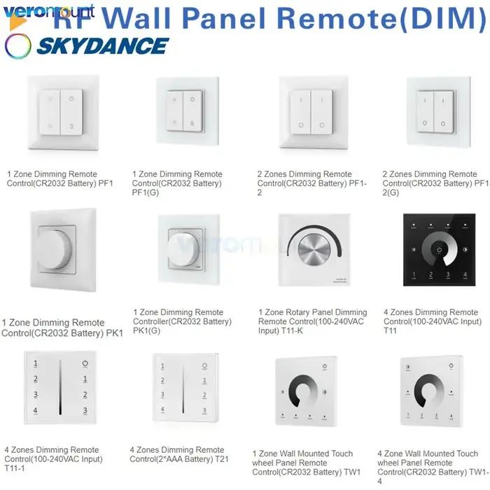 Skydance 2.4G RF gradation sans fil Panl télécommande 1 2 4Zone bouton tactile support mural rotatif