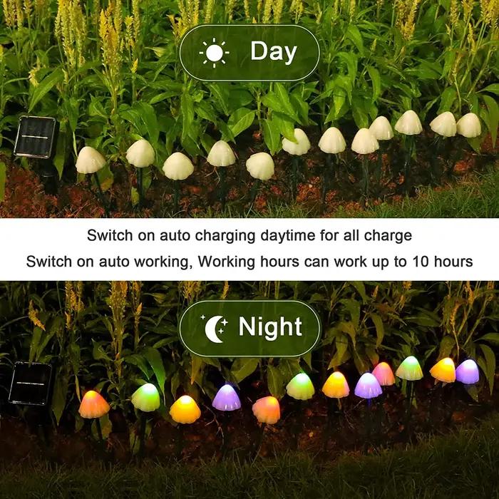 10 LED solaire champignon lumières extérieur étanche décoratif lampadaires pour pelouse jardin Patio