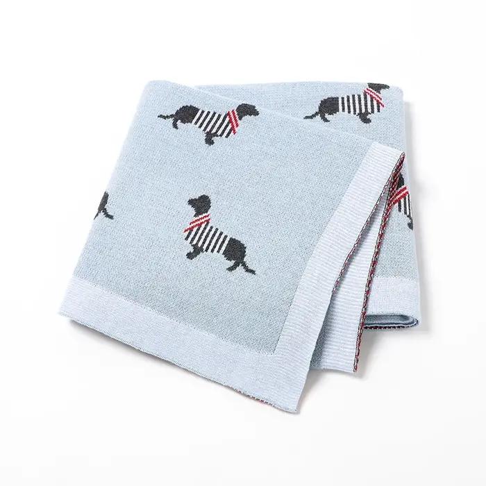 Couverture pour bébé 100% coton tricoté Super doux nouveau-né filles garçons literie couette mignon dessin animé teckel