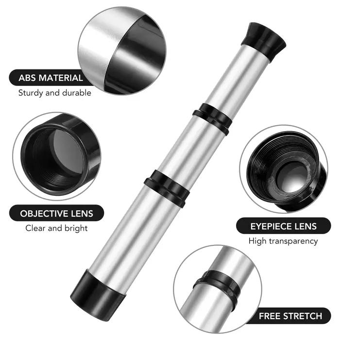 Télescope rétractable pour enfants - Jouet scientifique éducatif en argent ou or pour expériences