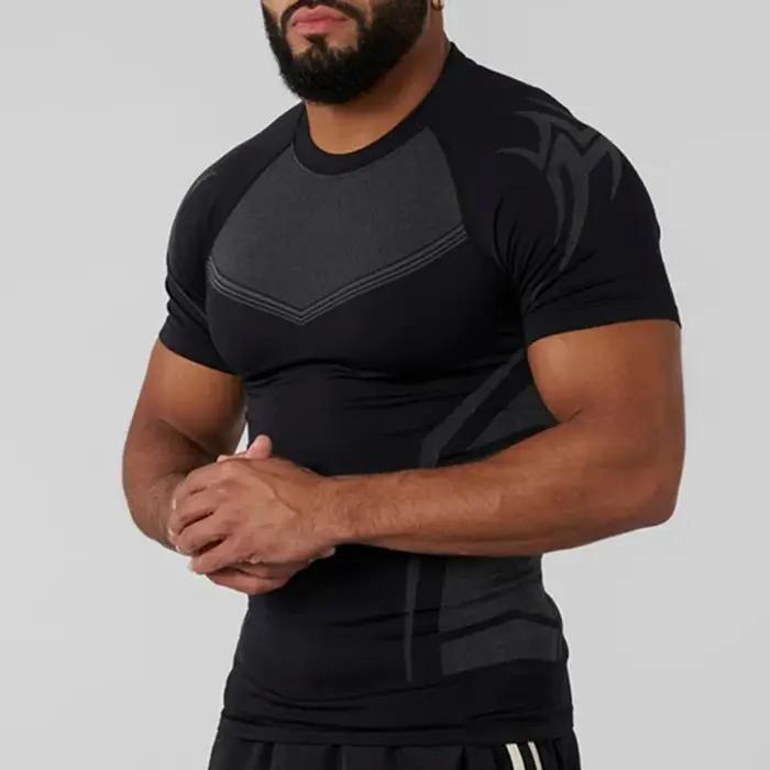 2025Men chemises de Compression à manches courtes séchage rapide Fitness cyclisme course T-Shirt entraînement sous-vêtem