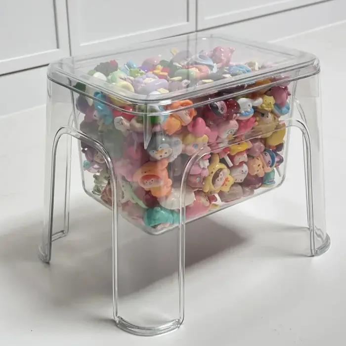 Tabouret de rangement épais transparent en PET, petit banc de salon, chaise de maison, tabouret en p