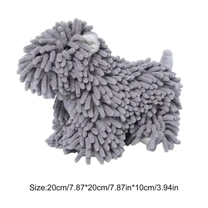 Serviette de toilette douce en chenille pour chien, serviette en microfibre absorbante en chenille, serviettes de toilette en forme de chiot mignon pour salle de bain et cuisine