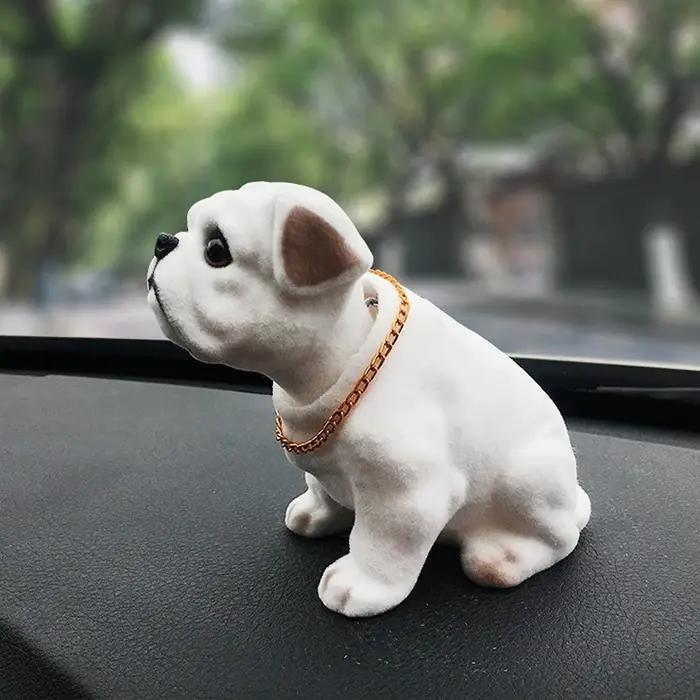 Tête mobile en forme de Husky jouet d'imitation en résine pour décoration de tableau de bord accessoire de voiture amusant et personnalisable occasions spéciales