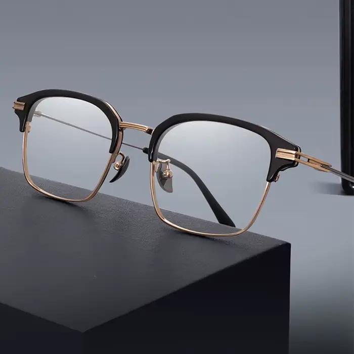 Lunettes de vue rétro de luxe américaines, réplique, grande taille 140 mm, monture en acétate et tit