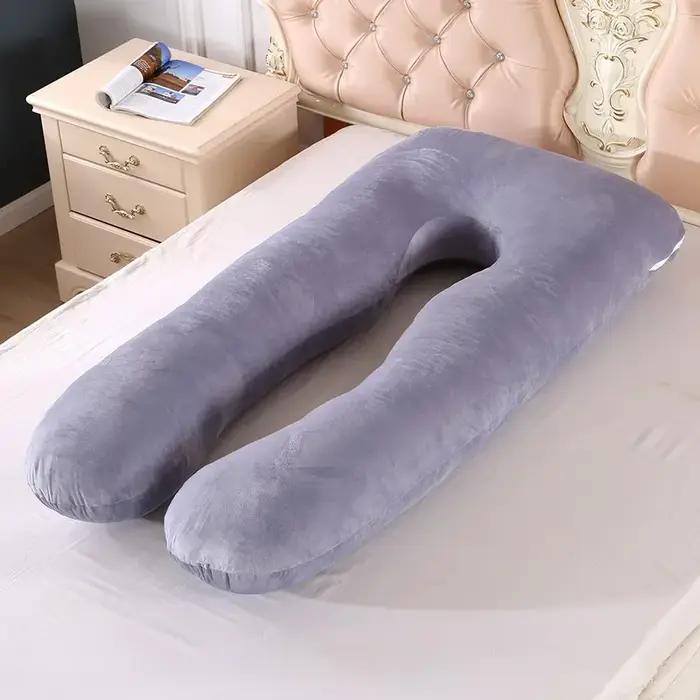 Oreiller lombaire doux pour femmes enceintes en forme de U avec protection latérale multifonctionnelle pour une meilleure posture et confort nocturne