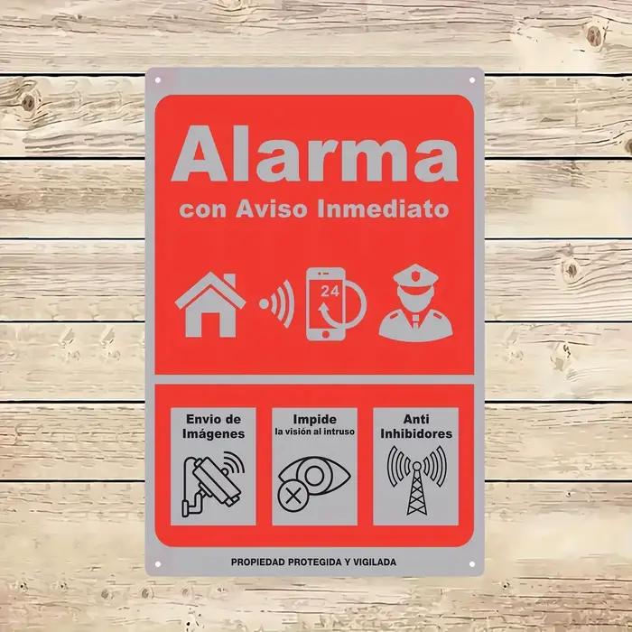 Panneau d'alerte de sécurité en métal avec surveillance vidéo et avis immédiat (espagnol)