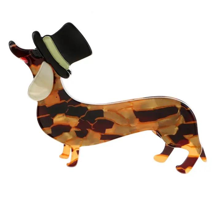 Broche de chien en acrylique jaune clair de la marque shmik pour accessoires d'animaux de compagnie élégants et modernes occasions spéciales