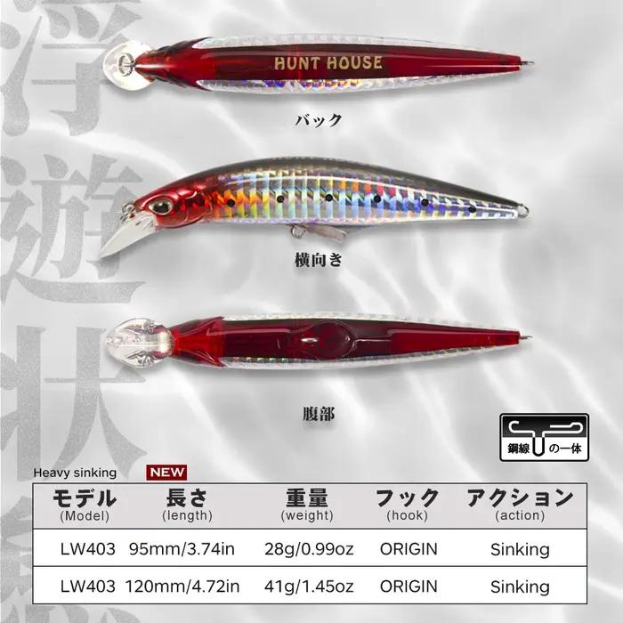 Hunthouse Original G-control Minnow Wobblers leurre de pêche coulant lent appât dur 95mm 120mm eau de mer pour truite bar poisson matériel de pêche occasionnelle pêche en bateau plage réservoir étang