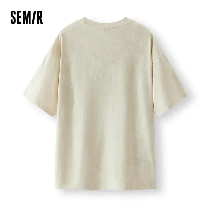 T-shirt Homme Semir 2026 en Maille Imprimée Effet Denim Batik, Col Rond Ample, Décontracté, Tendance