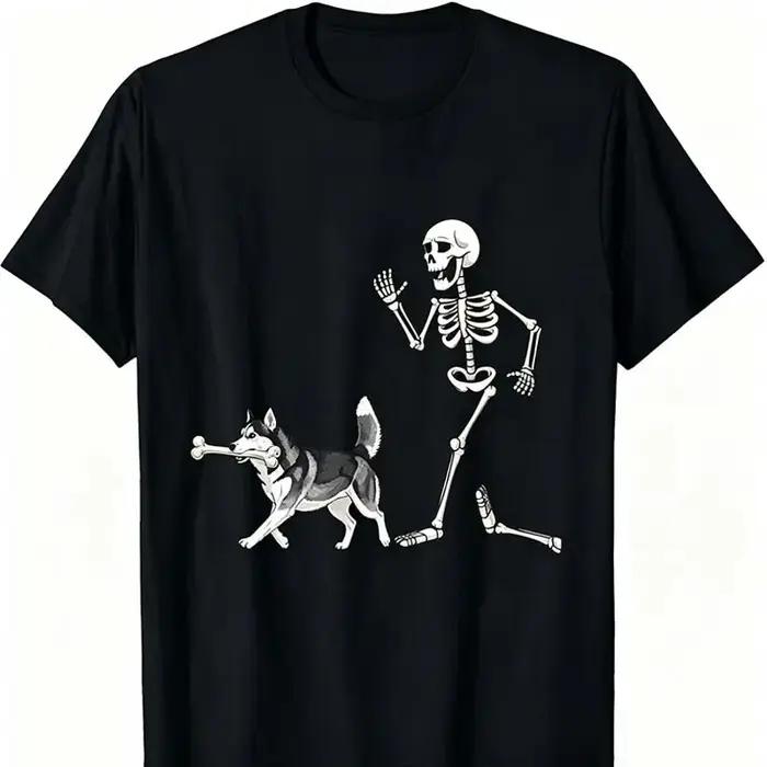T-shirts à imprimé chien Husky mignon pour hommes