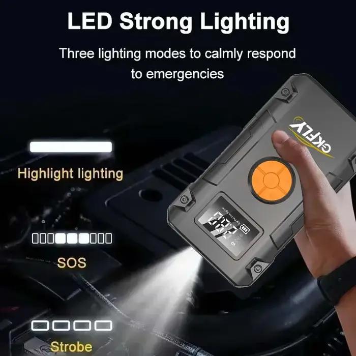 Démarreur de voiture portable 4000A, compresseur d'air 150 PSI, batterie externe 59,2 Wh, gonfleur d