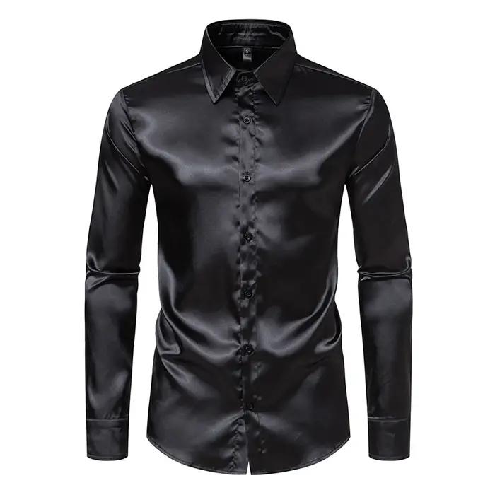 Chemises de luxe en Satin noir pour hommes
