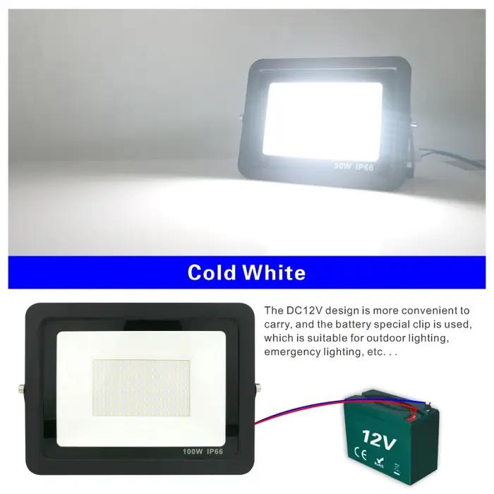 DC12V Led projecteur 20W 30W 50W 100W projecteur extérieur IP66 réflecteur de lumière étanche Portab