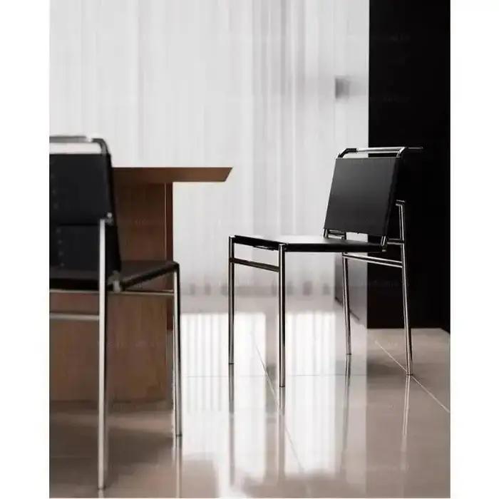 Chaise salle contemporaine en cuir cuisine salle à manger chaise pour salle à manger en acier inoxyd