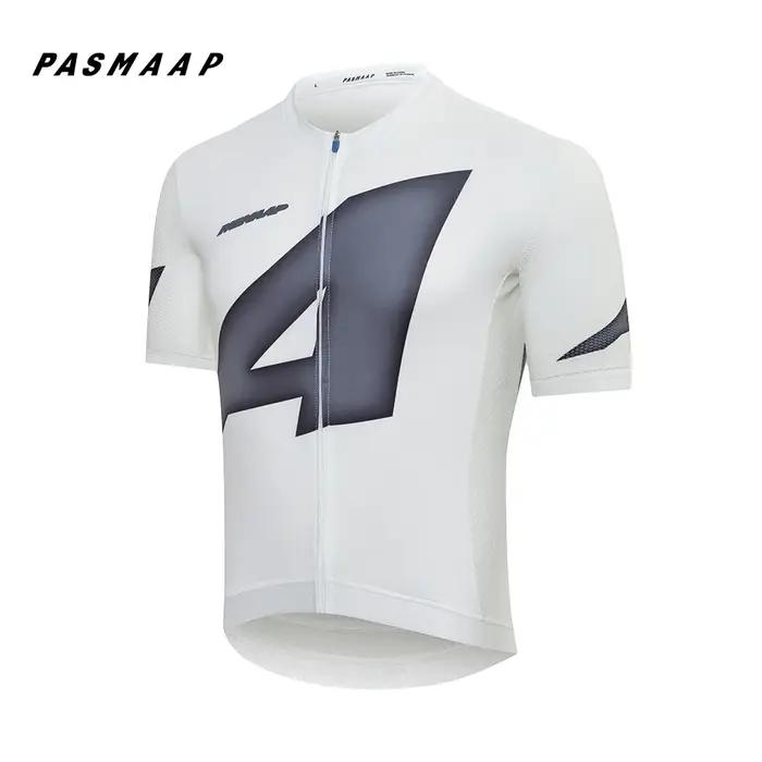 Maillot de cyclisme PASMAAP pour homme polyesters séchage rapide anti-transpiration poche intégrée pour randonnées et courses de vélo