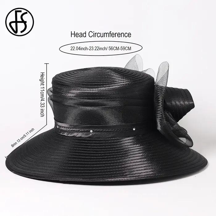 Chapeau de cérémonie pour femme - Chapeau melon à large bord avec nœud, visière plate formelle pour