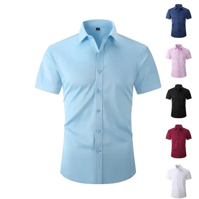 Chemise d'été décontractée pour homme en coton à manches courtes
