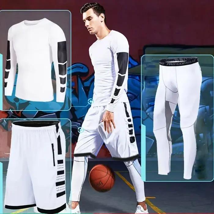 Survêtement de course pour hommes, ensemble de vêtements de Sport d'entraînement, de Fitness, Leggin