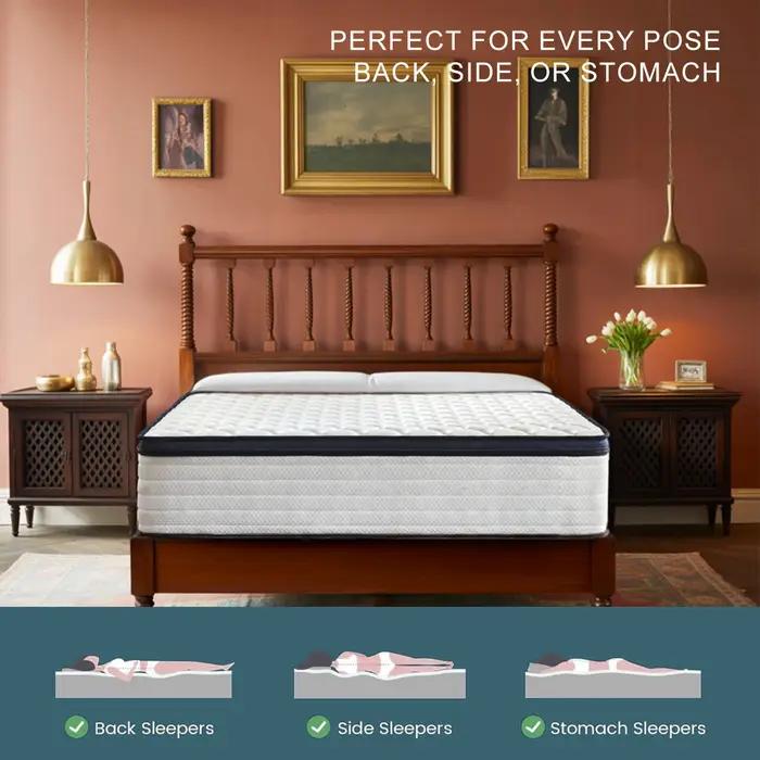Matelas Queen Size 10/12/14 pouces, matelas hybride, ferme moyenne pour le soulagement de la pressio