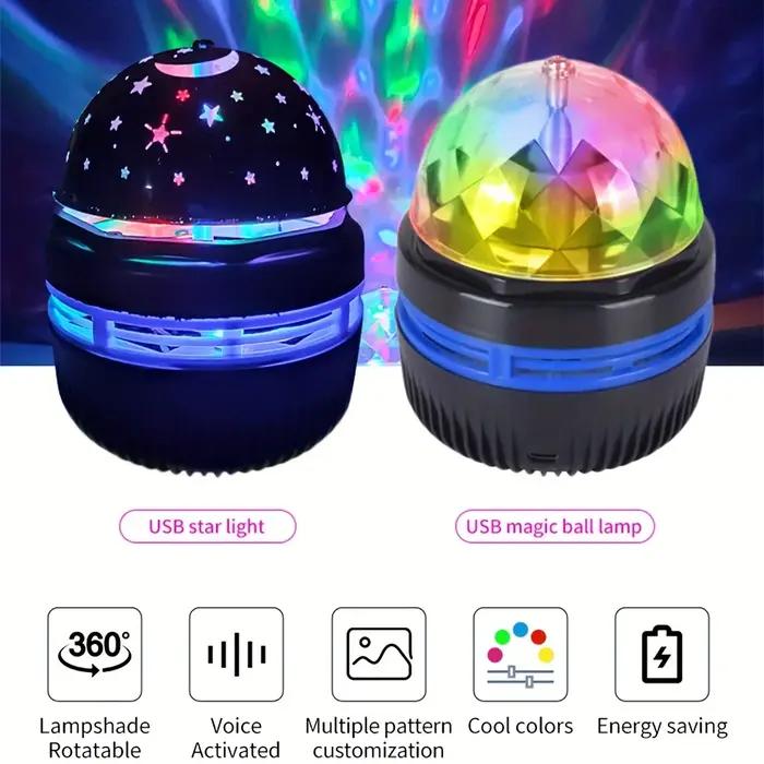 LED ciel étoilé lumières chambre veilleuses 5V USB décoration atmosphère projecteur lampe 360 ° Ro