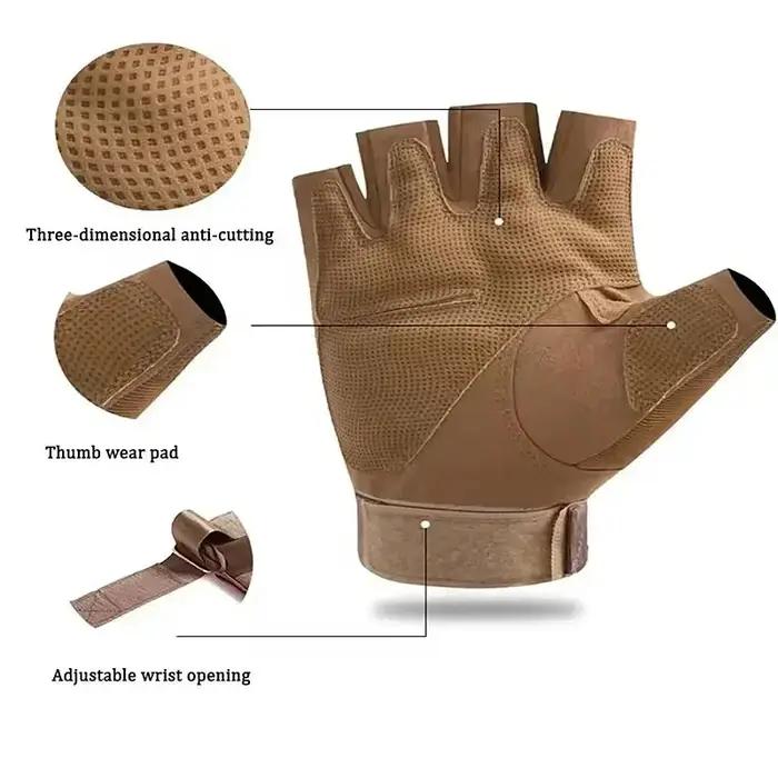 Gants tactiques mi-doigts pour chasse, tir sportif et paintball - Modèle militaire professionnel
