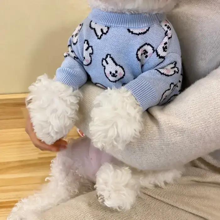 Pull tricoté pour chien Blue Rabbit, vêtements d'automne et d'hiver, chemise de base pour chat Teddy, pull chaud pour chiot XS-XL