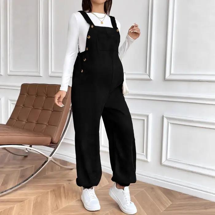 Salopette ample en velours côtelé polyester pour femmes enceintes mode maternité printemps automne hiver 2025 occasions spéciales